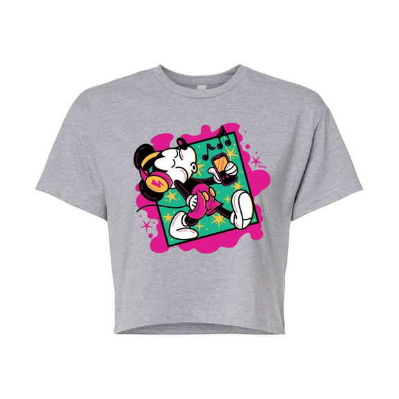 Disney - Mickey Music Stroll  - Juniors Cropped Cotton Blend T-Shirt
