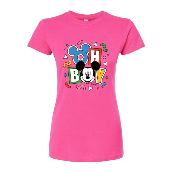 Disney - Mickey Oh Boy 90s - Juniors Fitted Graphic T-Shirt