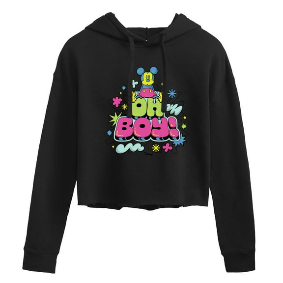 Disney - Mickey Oh Boy - Juniors Cropped Pullover Hoodie