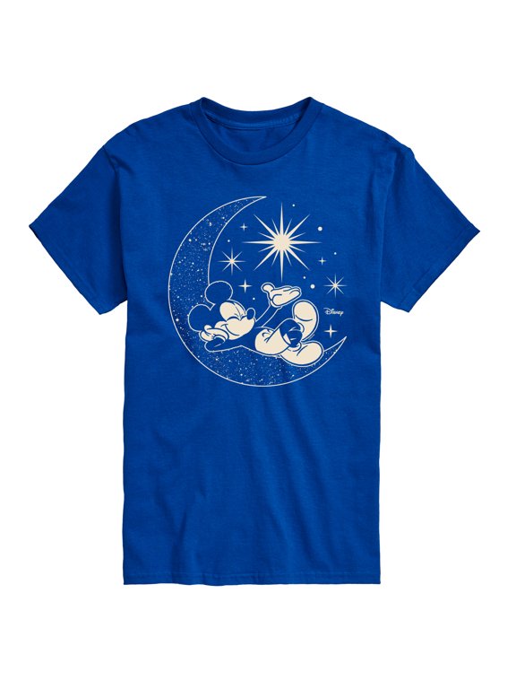 - Mickey On Celestial Moon Men's Short Sleeve Graphic T-Shirt