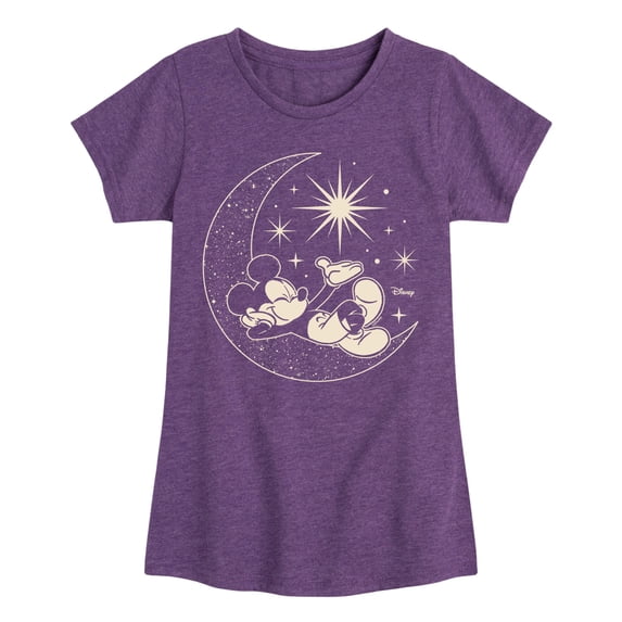 Disney - Mickey On Celestial Moon - Toddler & Youth Girls Short Sleeve Graphic T-Shirt