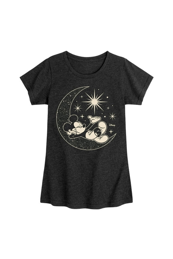 - Mickey On Celestial Moon - Toddler & Youth Girls Short Sleeve Graphic T-Shirt