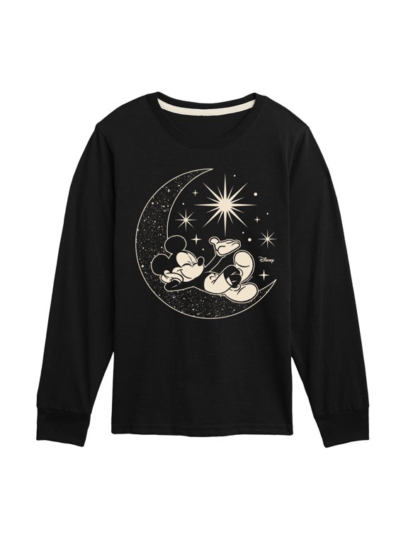 - Mickey On Celestial Moon Boys' Long Sleeve Graphic T-Shirt