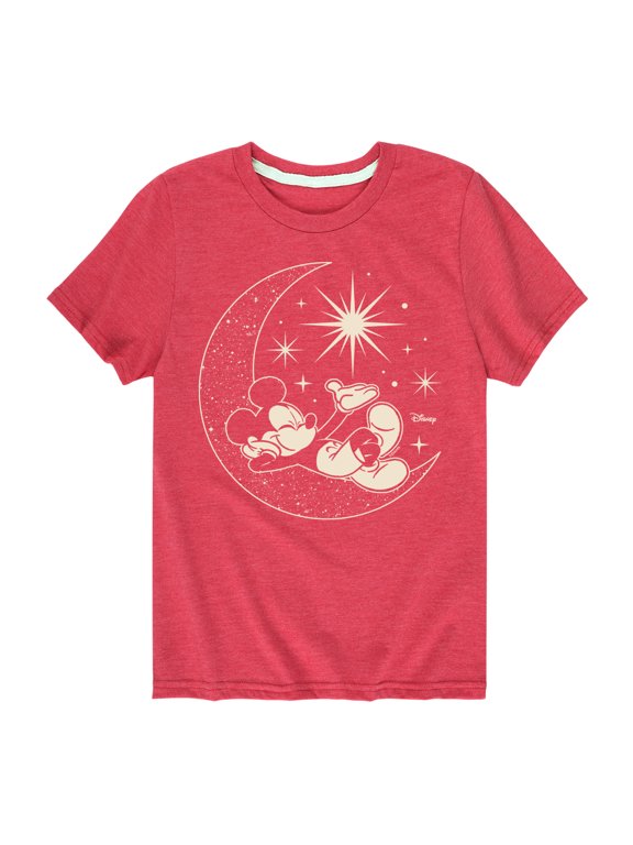 - Mickey On Celestial Moon Boys' Short Sleeve Graphic T-Shirt