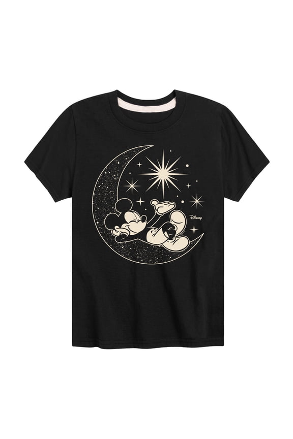 - Mickey On Celestial Moon - Toddler & Youth Short Sleeve Graphic T-Shirt