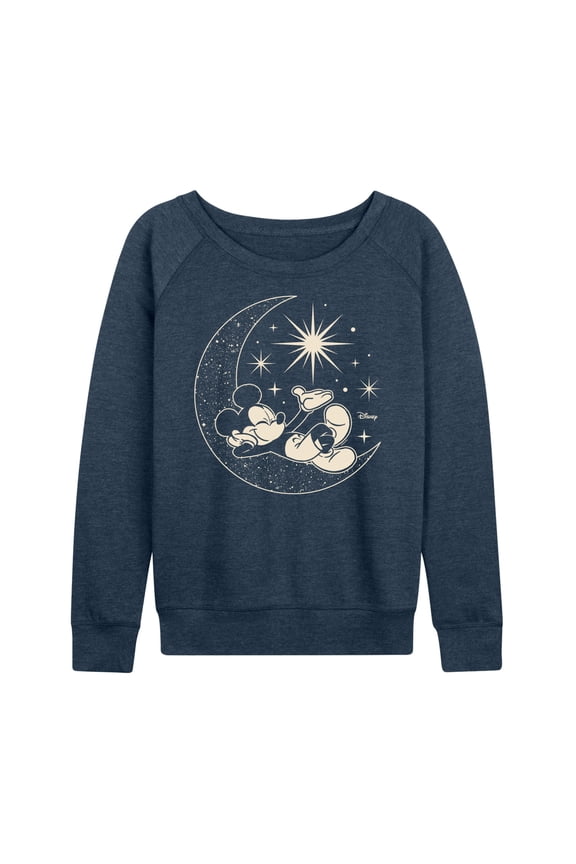 - Mickey On Celestial Moon - Women's Lightweight French Terry Long Sleeve Shirt