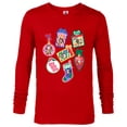 thumbnail image 1 of Disney Mickey & Pals Christmas Holiday Icon Sticker Style - Long Sleeve T-Shirt for Men - Customized-New Red, 1 of 5