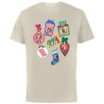 thumbnail image 1 of Disney Mickey & Pals Christmas Holiday Icon Sticker Style - Short Sleeve Cotton T-Shirt for Adults - Customized-Natural, 1 of 5