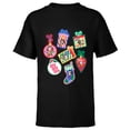 thumbnail image 1 of Disney Mickey & Pals Christmas Holiday Icon Sticker Style - Short Sleeve T-Shirt for Kids - Customized-Black, 1 of 5