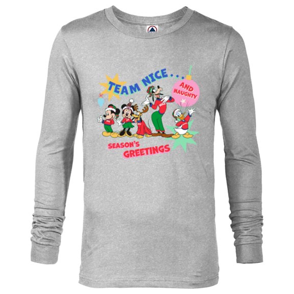 Disney Mickey & Pals Christmas Holiday Team Nice…and Naughty - Long Sleeve T-Shirt for Men - Customized-Athletic Heather