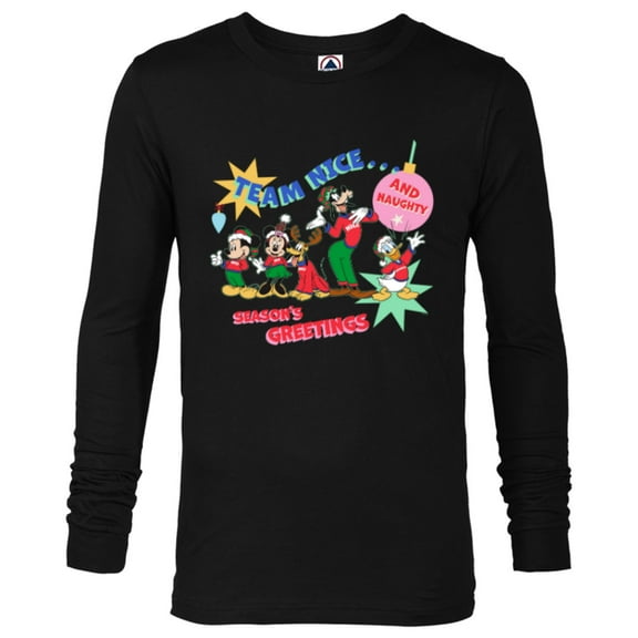 Disney Mickey & Pals Christmas Holiday Team Nice…and Naughty - Long Sleeve T-Shirt for Men - Customized-Black