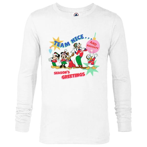 Disney Mickey & Pals Christmas Holiday Team Nice…and Naughty - Long Sleeve T-Shirt for Men - Customized-White