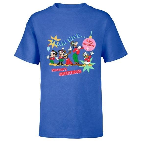 Disney Mickey & Pals Christmas Holiday Team Nice…and Naughty - Short Sleeve T-Shirt for Kids - Customized-Royal