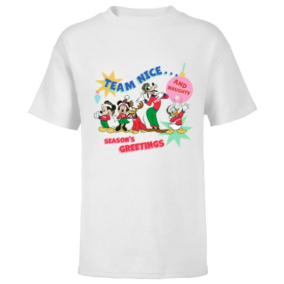 Disney Mickey & Pals Christmas Holiday Team Nice…and Naughty - Short Sleeve T-Shirt for Kids - Customized-White