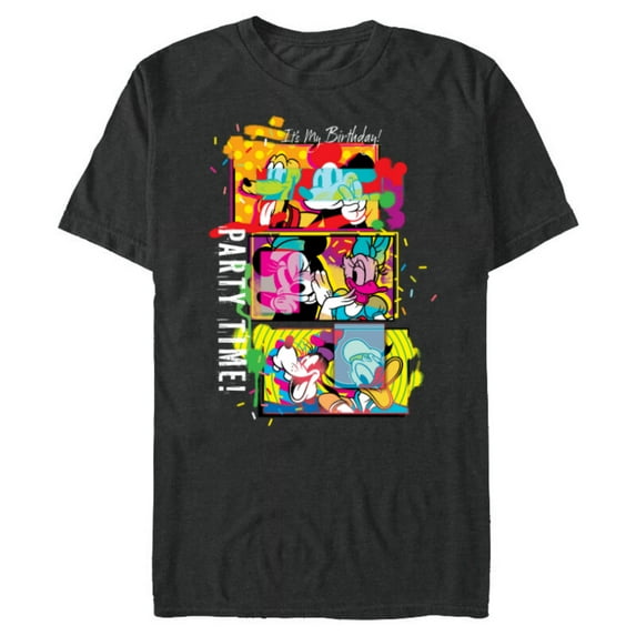 Disney Mickey & Pals Color Blast It’s My Birthday Party Time - Short Sleeve Blended T-Shirt for Adults - Customized-Dark Heather