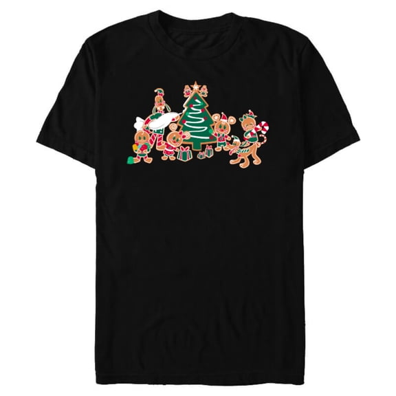 Disney Mickey & Pals Gingerbread Cookies and Christmas Tree - Short Sleeve Blended T-Shirt for Adults – Customized-Black