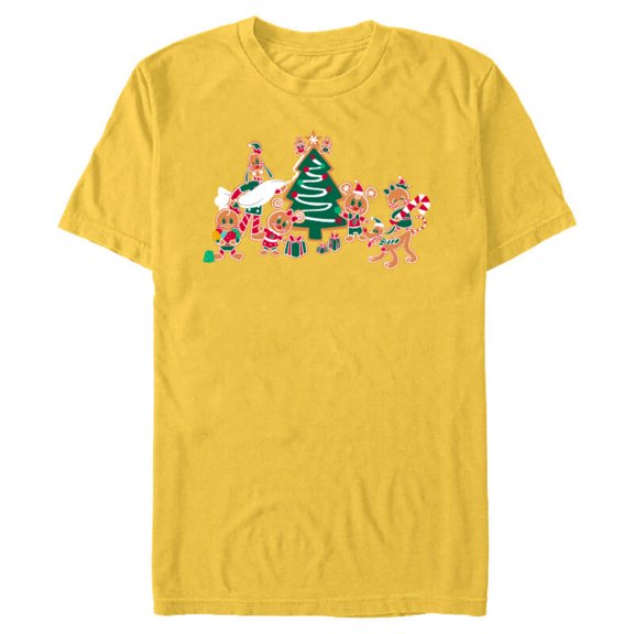Disney Mickey & Pals Gingerbread Cookies and Christmas Tree - Short Sleeve Blended T-Shirt for Adults – Customized-Yellow