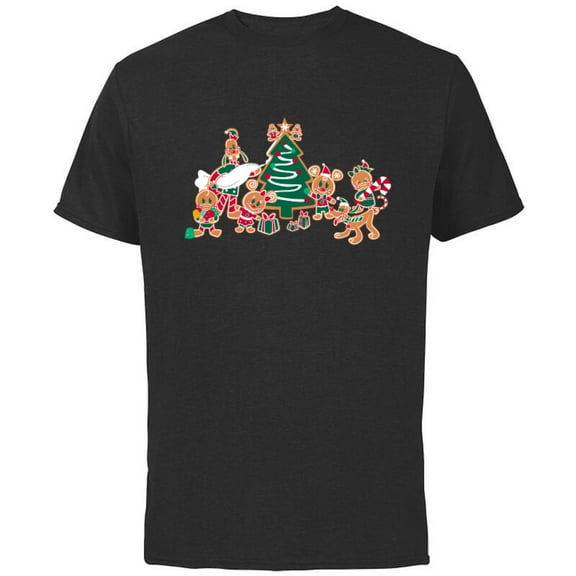 Disney Mickey & Pals Gingerbread Cookies and Christmas Tree - Short Sleeve Cotton T-Shirt for Adults - Customized-Black