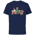 thumbnail image 1 of Disney Mickey & Pals Gingerbread Cookies and Christmas Tree - Short Sleeve Cotton T-Shirt for Adults - Customized-Navy, 1 of 5