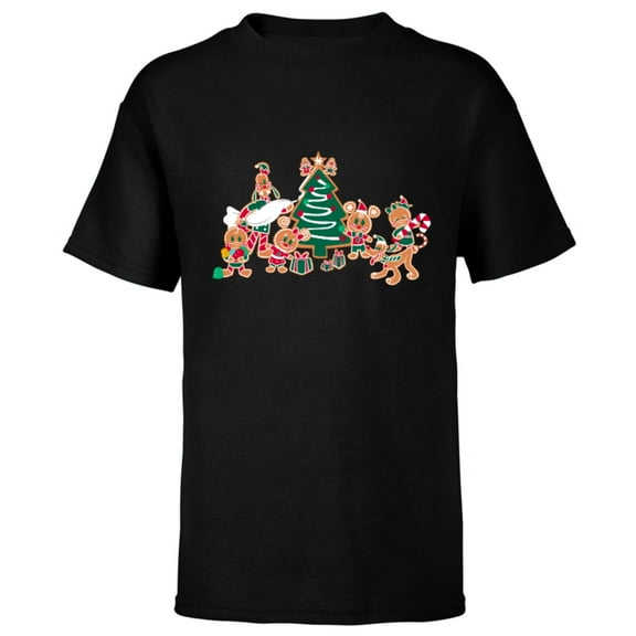 Disney Mickey & Pals Gingerbread Cookies and Christmas Tree - Short Sleeve T-Shirt for Kids – Customized-Black
