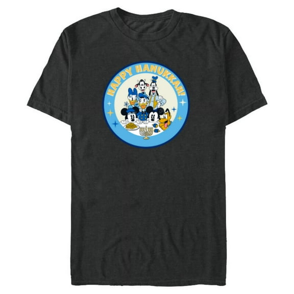 Disney Mickey & Pals Holiday Circle Happy Hanukkah! - Short Sleeve Blended T-Shirt for Adults - Customized-Dark Heather
