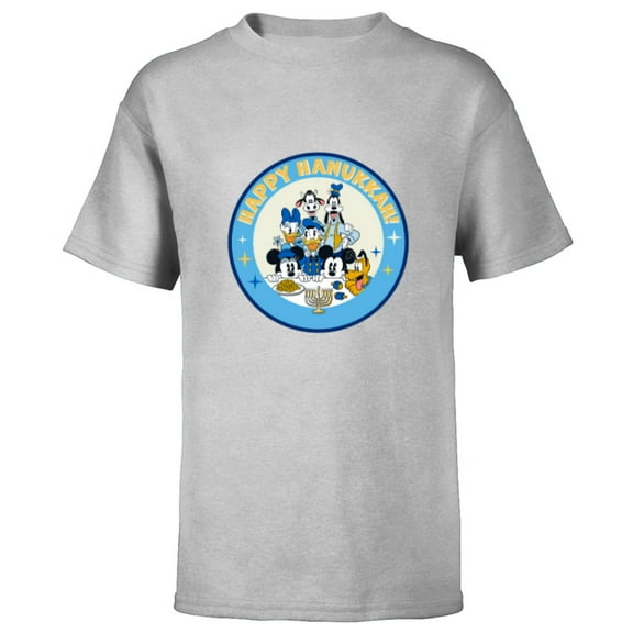 Disney Mickey & Pals Holiday Circle Happy Hanukkah! - Short Sleeve T-Shirt for Kids - Customized-Athletic Heather