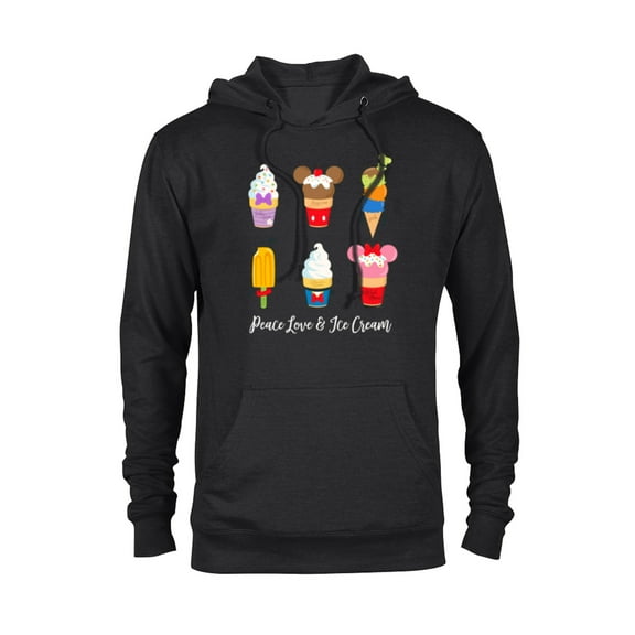 Disney Mickey & Pals Summer Treats Peace Love & Ice Cream- Pullover Hoodie for Adults - Customized-Black