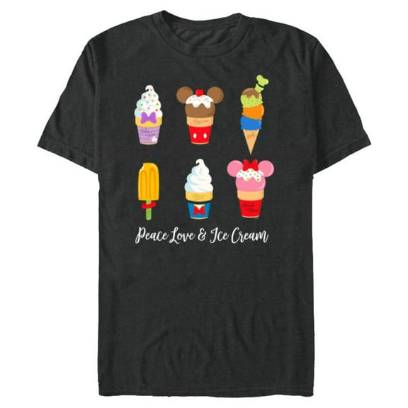 Disney Mickey & Pals Summer Treats Peace Love & Ice Cream- Short Sleeve Blended T-Shirt for Adults - Customized-Dark Heather