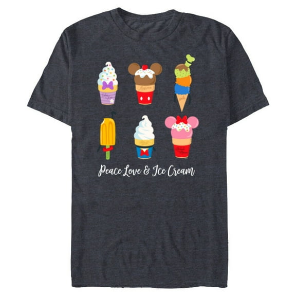 Disney Mickey & Pals Summer Treats Peace Love & Ice Cream- Short Sleeve Blended T-Shirt for Adults - Customized-Navy Heather