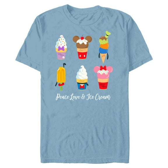 Disney Mickey & Pals Summer Treats Peace Love & Ice Cream- Short Sleeve Blended T-Shirt for Adults - Customized-Ocean Blue