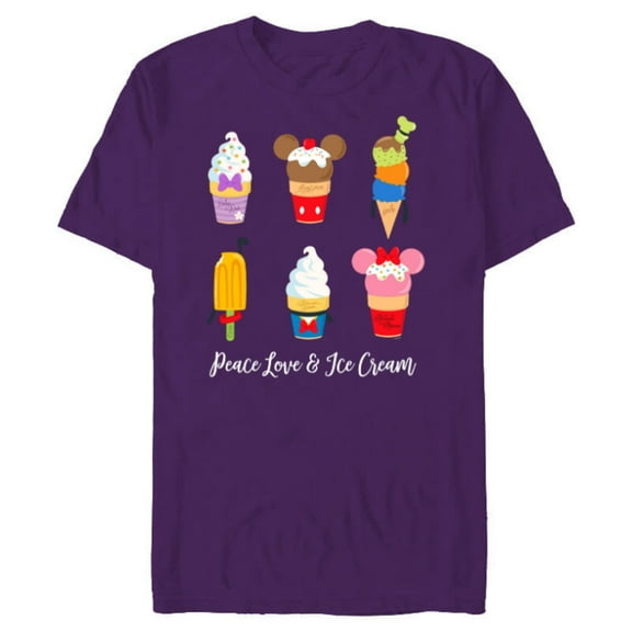 Disney Mickey & Pals Summer Treats Peace Love & Ice Cream- Short Sleeve Blended T-Shirt for Adults - Customized-Purple