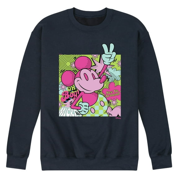 Disney - Mickey Peace Sign - Men's Crew Neck Fleece Pullover