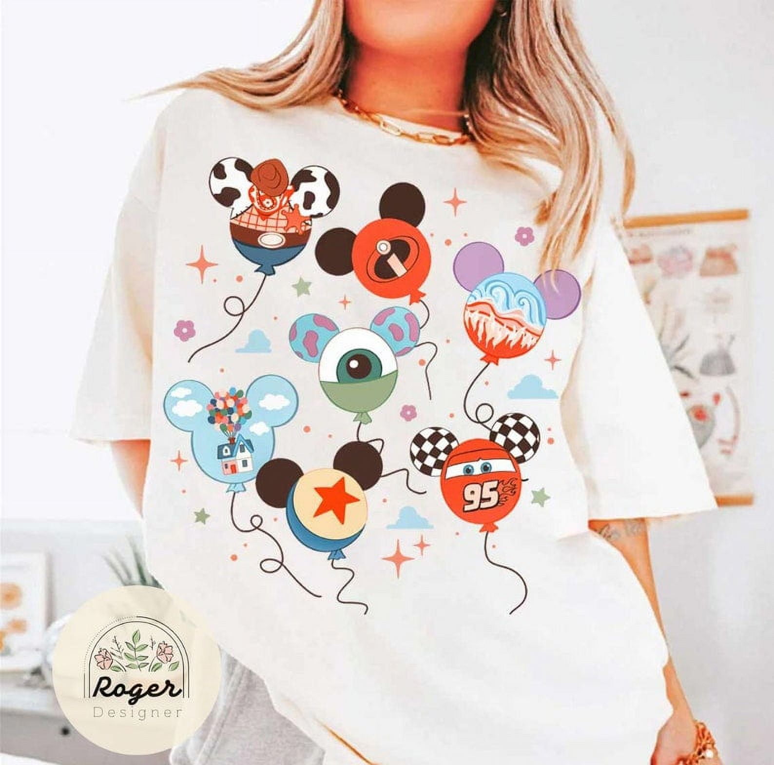 Disney Mickey Pixar characters balloon shirt, Disneyland Pixar Fest