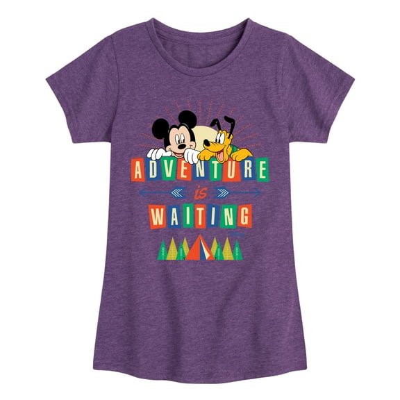Disney - Mickey & Pluto - Adventure is Waiting - Toddler & Youth Girls Short Sleeve Graphic T-Shirt