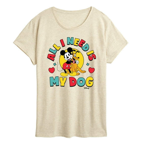 Disney - Mickey & Pluto All I Need Is My Dog - Women's Short Sleeve Graphic T-Shirt