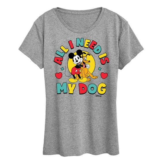 Disney - Mickey & Pluto All I Need Is My Dog - Women's Short Sleeve Graphic T-Shirt
