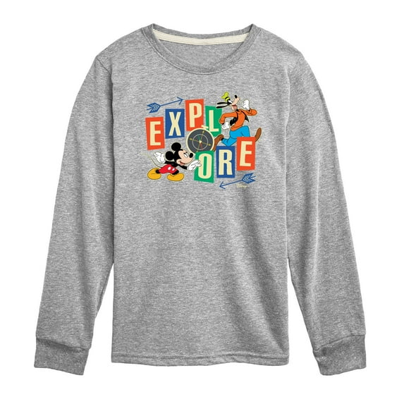 Disney - Mickey & Pluto - Explore Around You - Youth Long Sleeve Graphic T-Shirt