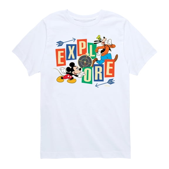 Disney - Mickey & Pluto - Explore Around You - Youth Short Sleeve Graphic T-Shirt