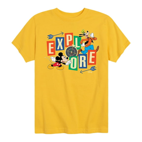 Disney - Mickey & Pluto - Explore Around You - Youth Short Sleeve Graphic T-Shirt