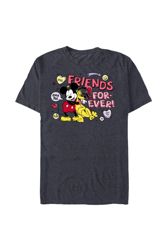 Mickey + Pluto Friends Forever! - Short Sleeve Blended T-Shirt for Adults - Customized-Navy Heather