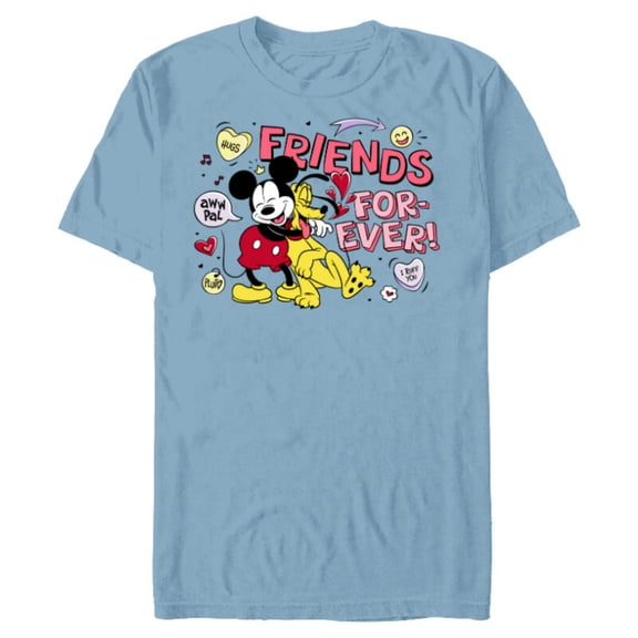 Disney Mickey Pluto Friends Forever! - Short Sleeve Blended T-Shirt for Adults - Customized-Ocean Blue