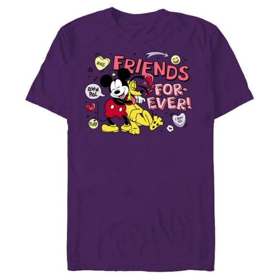 Disney Mickey Pluto Friends Forever! - Short Sleeve Blended T-Shirt for Adults - Customized-Purple