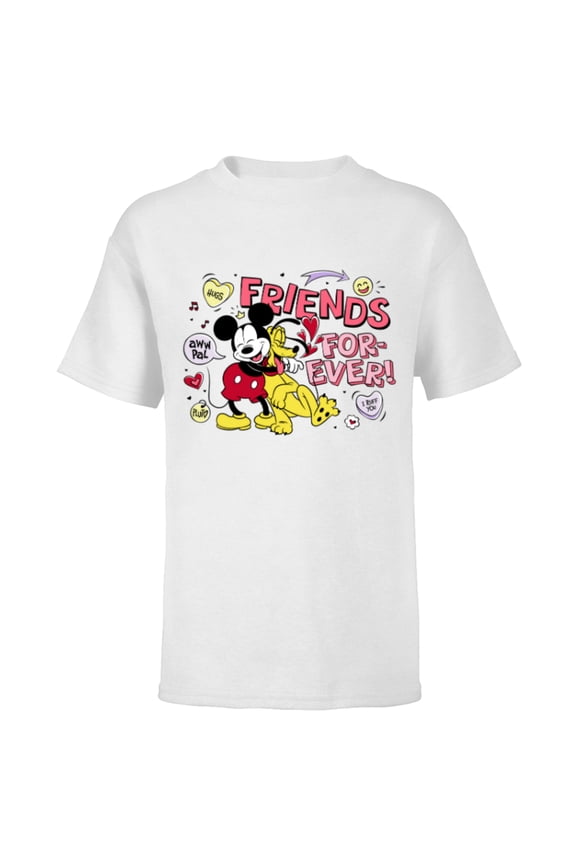 Mickey + Pluto Friends Forever! - Short Sleeve T-Shirt for Kids - Customized-White