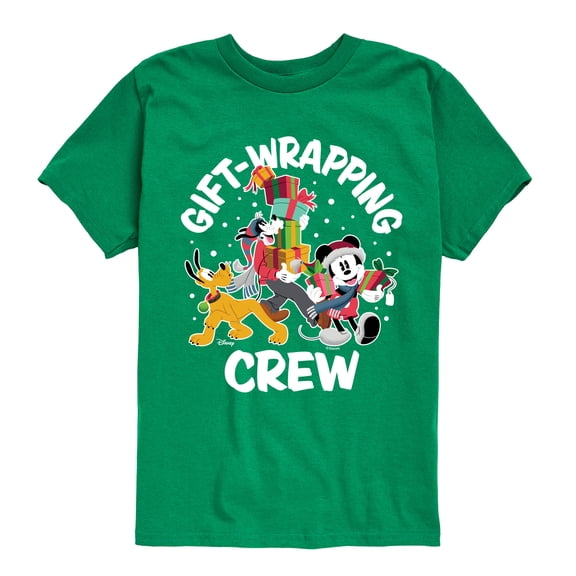 Disney - Mickey, Pluto, & Goofy Gift Wrapping Crew Christmas - Toddler & Youth Short Sleeve Graphic T-Shirt
