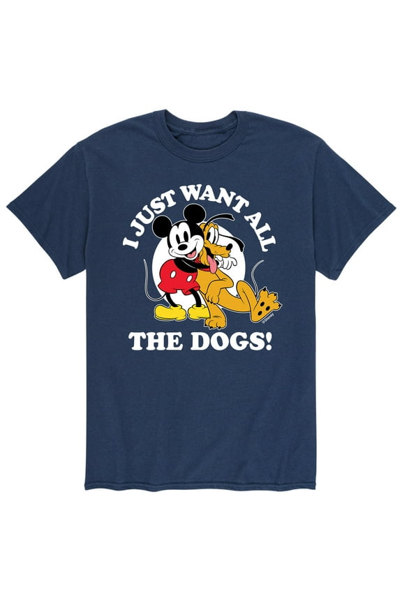 - Mickey Pluto Just Want All Dogs - Men's Short Sleeve Graphic T-Shirt