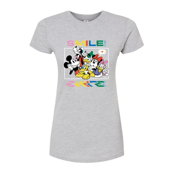 Disney - Mickey, Pluto, Minnie, Donald Duck, Goofy & Daisy - Crowded Photo - Juniors Fitted Graphic T-Shirt