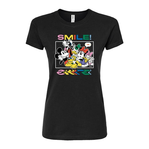 Disney - Mickey, Pluto, Minnie, Donald Duck, Goofy & Daisy - Crowded Photo - Juniors Fitted Graphic T-Shirt