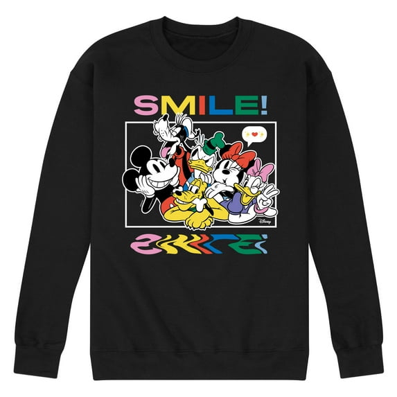 Disney - Mickey, Pluto, Minnie, Donald Duck, Goofy & Daisy - Crowded Photo - Men's Crew Neck Fleece Pullover