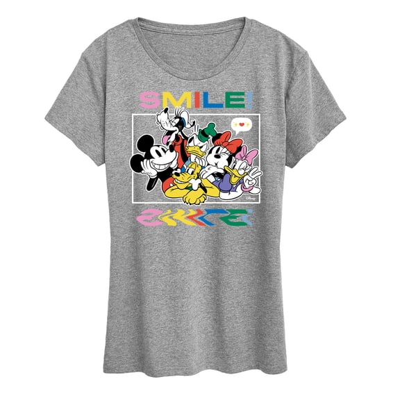 Disney - Mickey, Pluto, Minnie, Donald Duck, Goofy & Daisy - Crowded Photo - Women's Short Sleeve Graphic T-Shirt