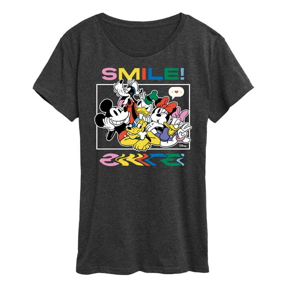 Disney - Mickey, Pluto, Minnie, Donald Duck, Goofy & Daisy - Crowded Photo - Women's Short Sleeve Graphic T-Shirt
